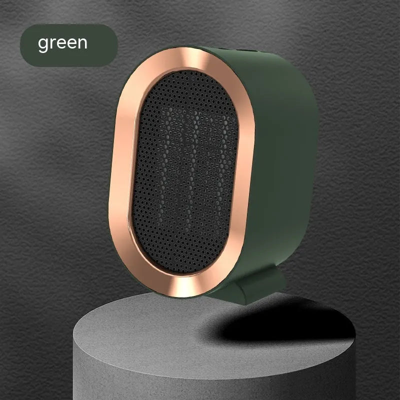 Desktop electric ceramic fan heater in black finish with mechanical controls
