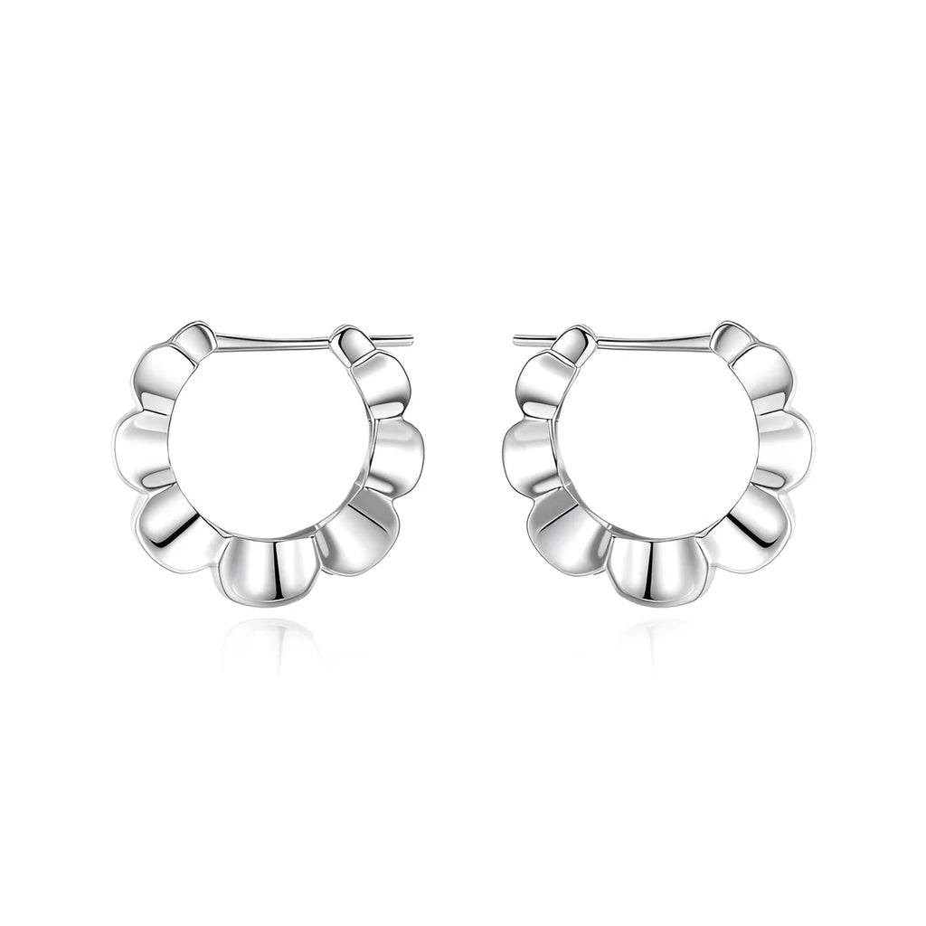 Sterling silver geometric earrings with round elements and retro design