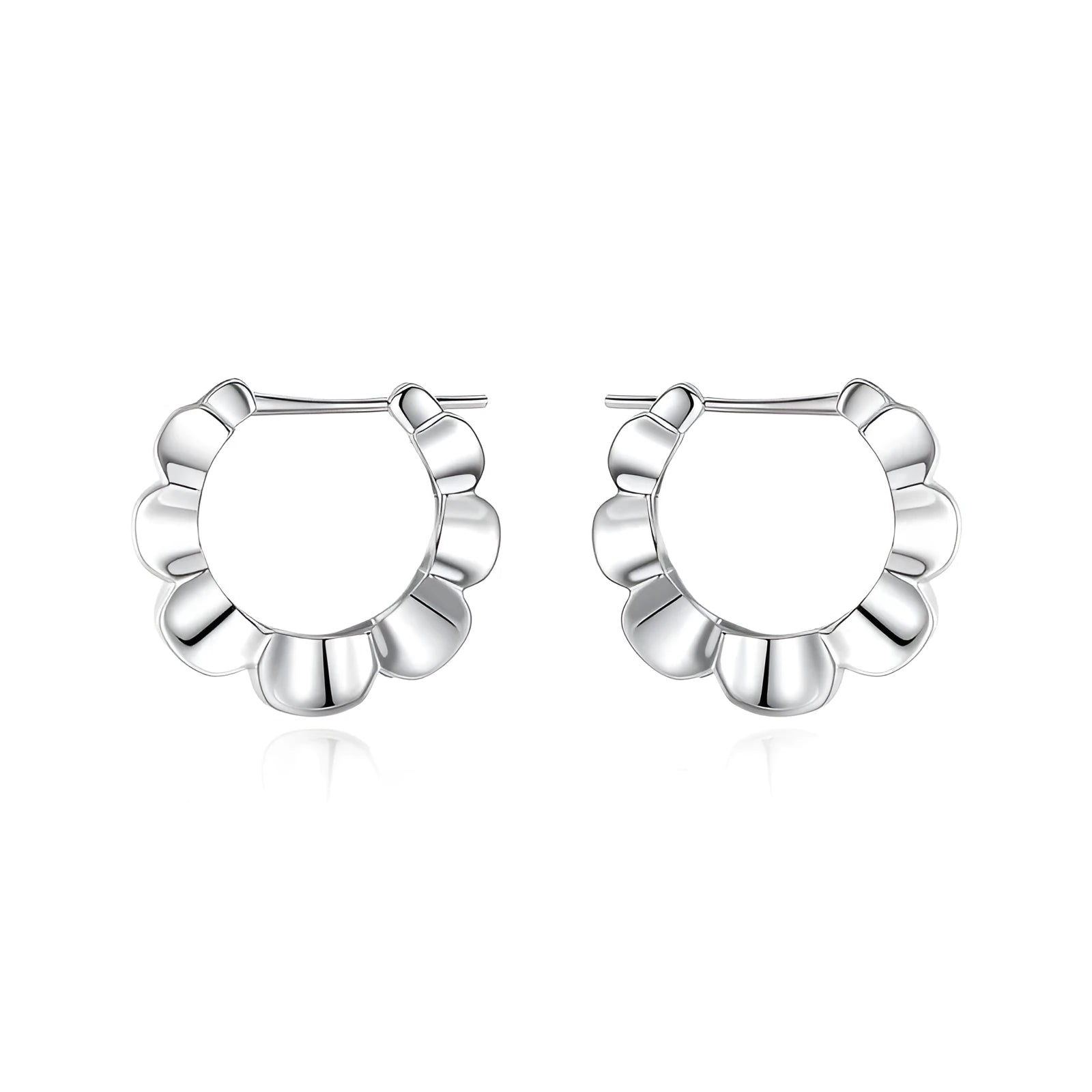 Sterling silver geometric earrings with round elements and retro design