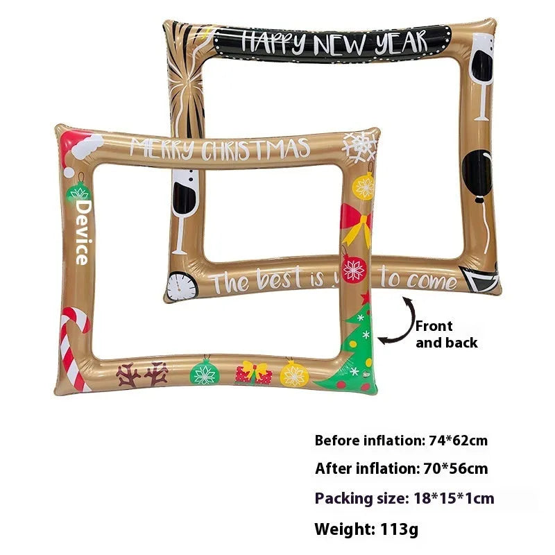 Christmas-themed inflatable PVC photo frame for party decorations and group photography