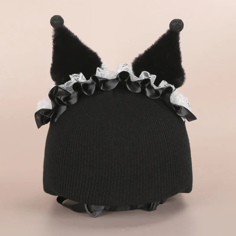 Plush fabric ski helmet decoration with cartoon design for winter gear customisation
