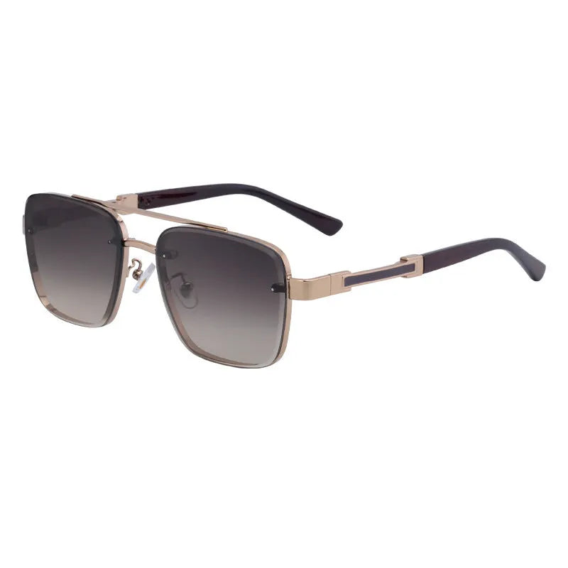 Men's vintage sunglasses with PC lenses in gold double gray colour with European styling