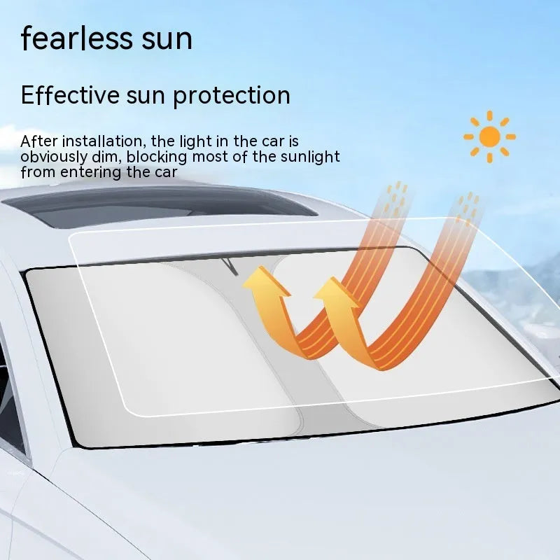 Car double ring front shield sun protection in titanium silver NC fabric for heat insulation
