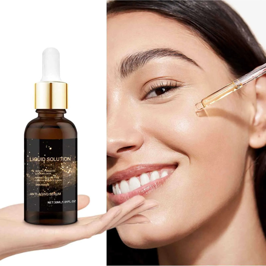30 ml bottle of facial moisturising solution with glycerin and hyaluronic acid.