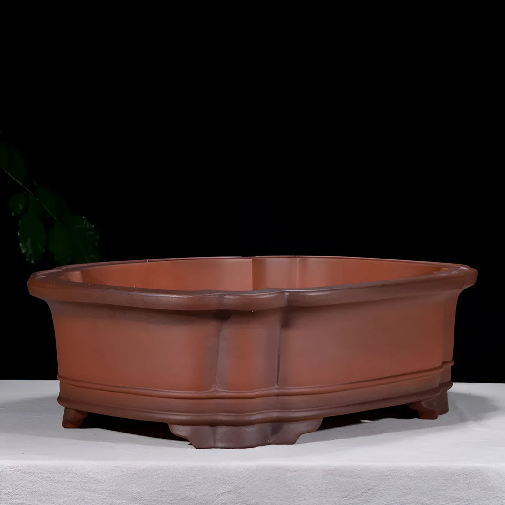 Chinese style purple clay rectangular flowerpot with antique finish, 71cm long garden planter