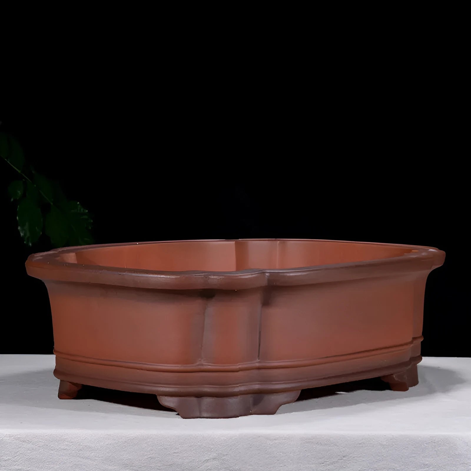 Chinese style purple clay rectangular flowerpot with antique finish, 71cm long garden planter