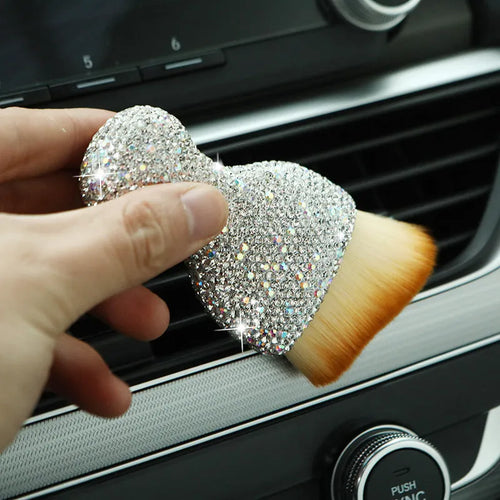 Car interior soft cleaning brush with flexible PVC construction and soft bristles for dashboard and vent dust removal
