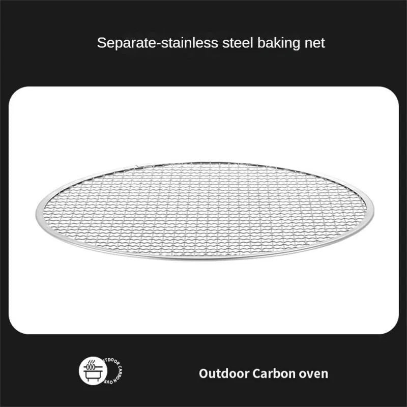 Portable stainless steel charcoal barbecue grill with detachable parts and a carry bag.