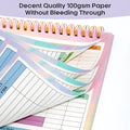 B5 spiral-bound budget notebook with a blue PP plastic cover, open to show lined pages for income and expenditure tracking.