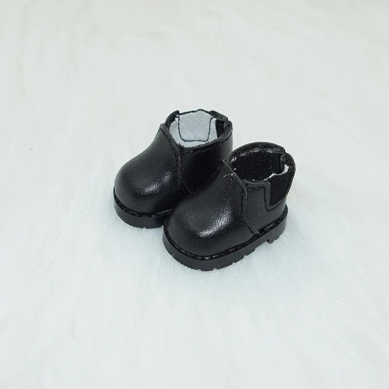 17cm doll replacement shoes in PU polyurethane material showing 3.5cm to 3.8cm height options including boots, leather shoes, and high heels