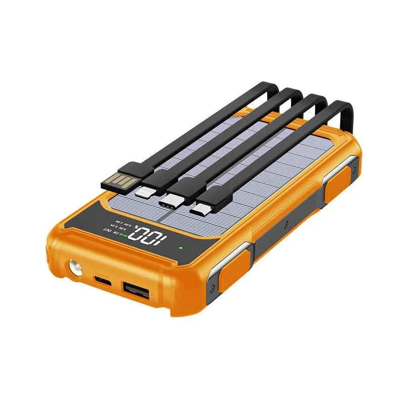 Military grade power bank in black, green, or orange showing front and side with capacity labels.