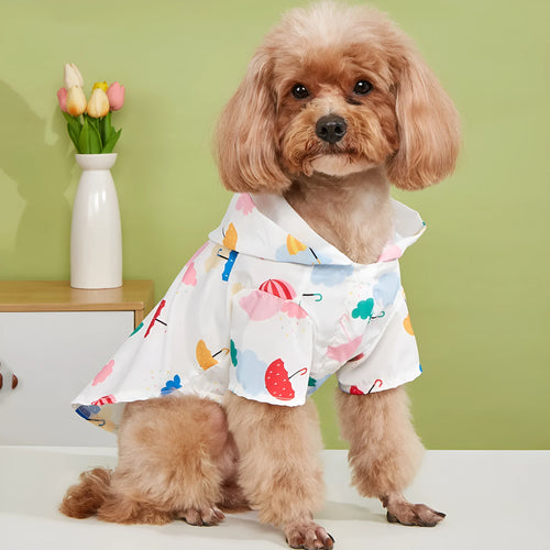 Cartoon umbrella pattern pet raincoat for dogs and cats in colourful design