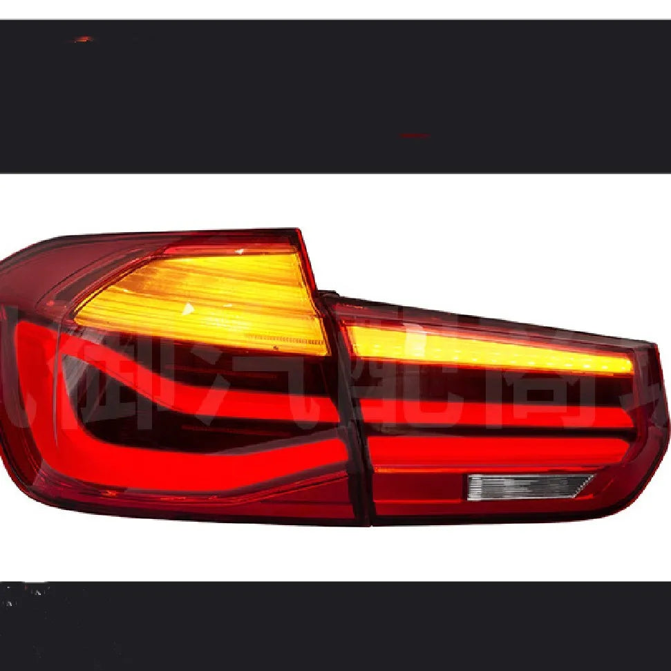 BMW 3 Series modified tail light assembly with streamer steering LED running light in red or smoked black finish