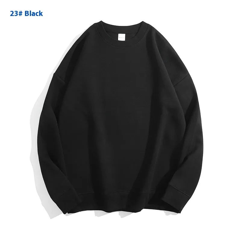 Cotton solid color round neck off shoulder sweater in loose pullover style with long sleeves available in various colours