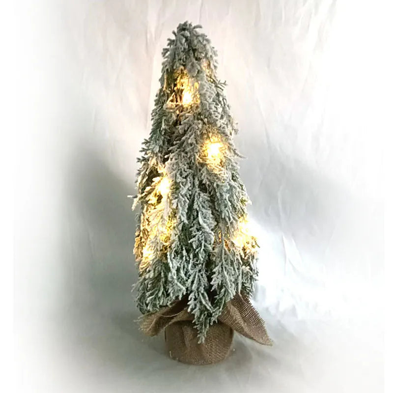 24-inch desktop Christmas tree with LED lights and PE simulation snow sprayer decoration