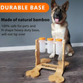 Wooden interactive dog puzzle toy and slow feeder with treat compartments, dimensions 31x30x20cm.