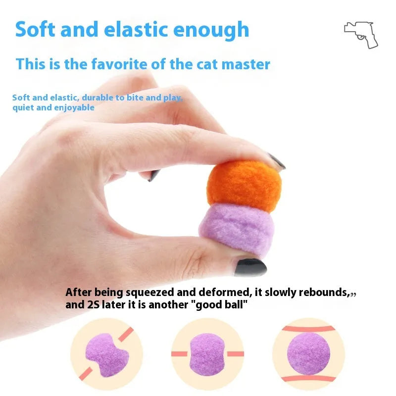 30cm pet toy launcher with soft plush balls for cats and dogs