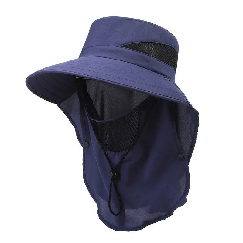 Men's wide brim fishing hat in polyester with adjustable sizing for sun protection