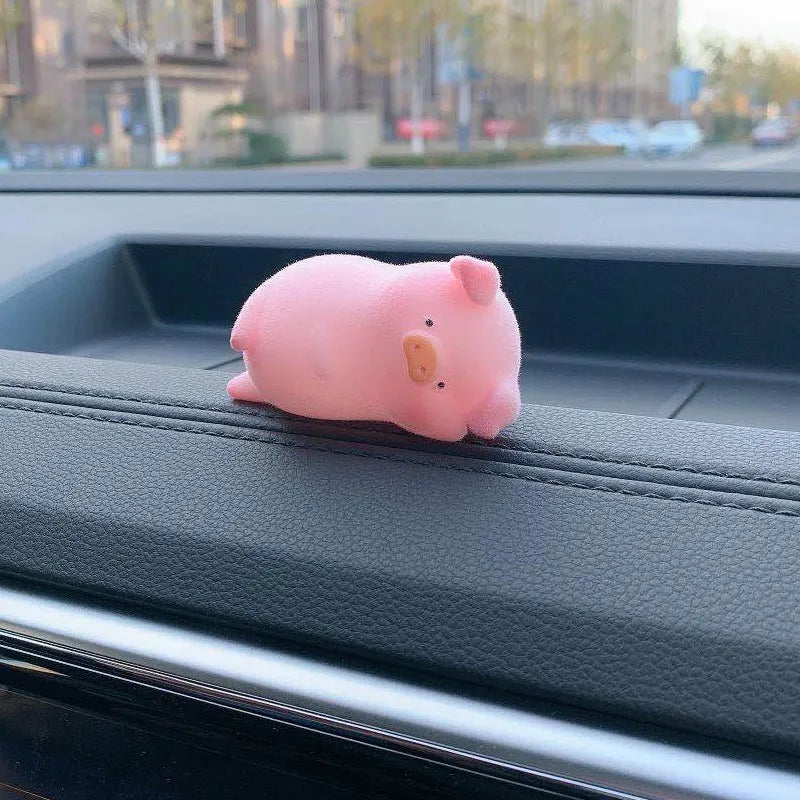 Cute cartoon pig character resin ornament for car dashboard decoration