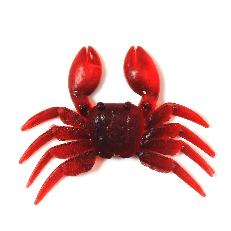 8cm PVC crab fishing lure in red crab and brown crab colour variants for freshwater and saltwater fishing