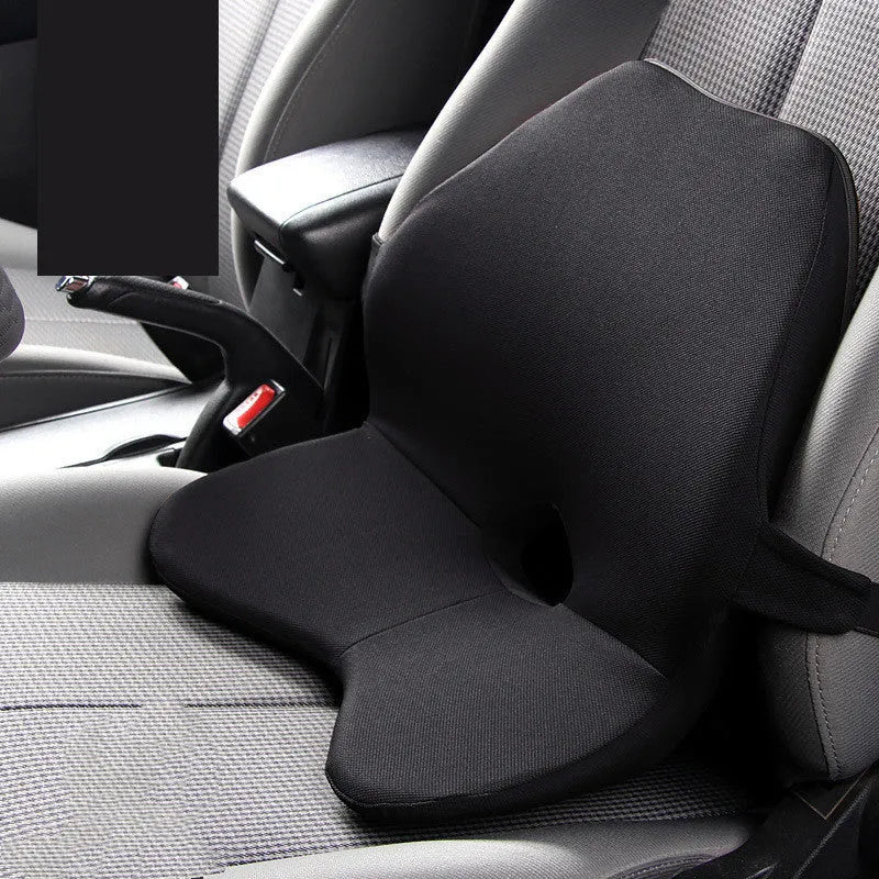 Car seat lumbar support waist pad with memory cotton, shown in beige colour.