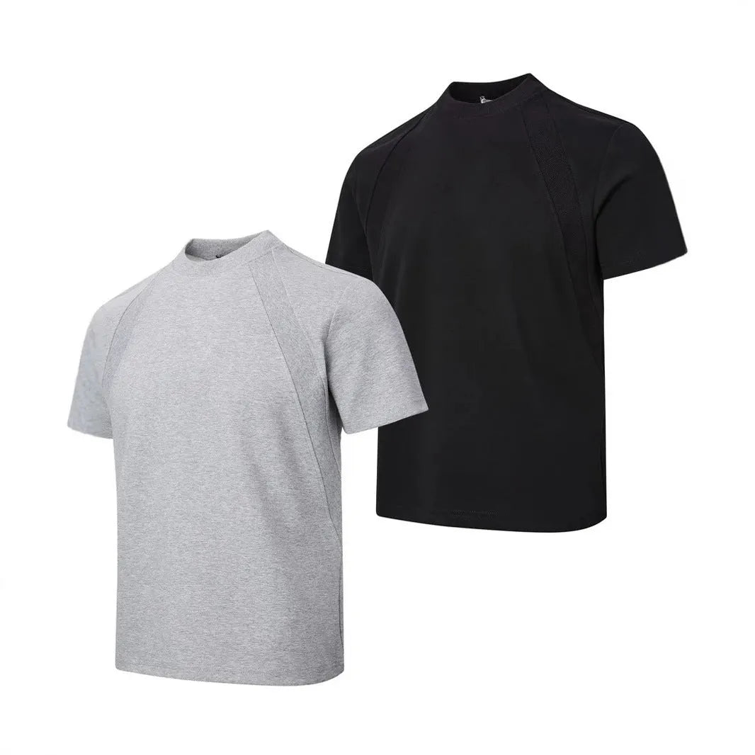 Short sleeve loose fit top with air layer stitching texture in polyester fabric