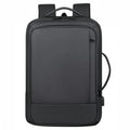 Waterproof Oxford cloth backpack with curved shoulder straps showing black and grey colour options