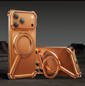 Black metal magnetic phone case for iPhone 17 Pro Max showing magnetic bracket area