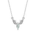 Sterling silver eagle pendant necklace with adjustable O-ring chain in white gold or yellow gold finish