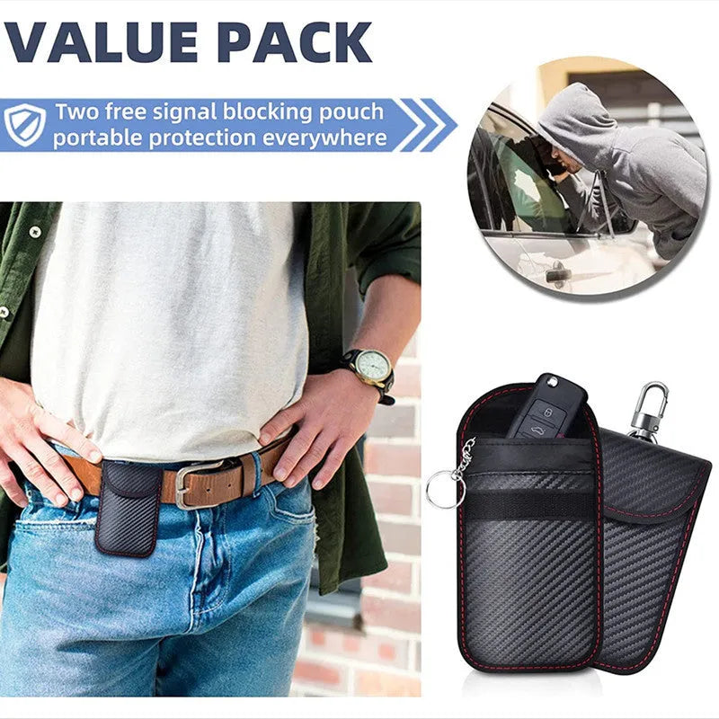 RFID shielding box and two key cases with carbon fiber anti-theft protection