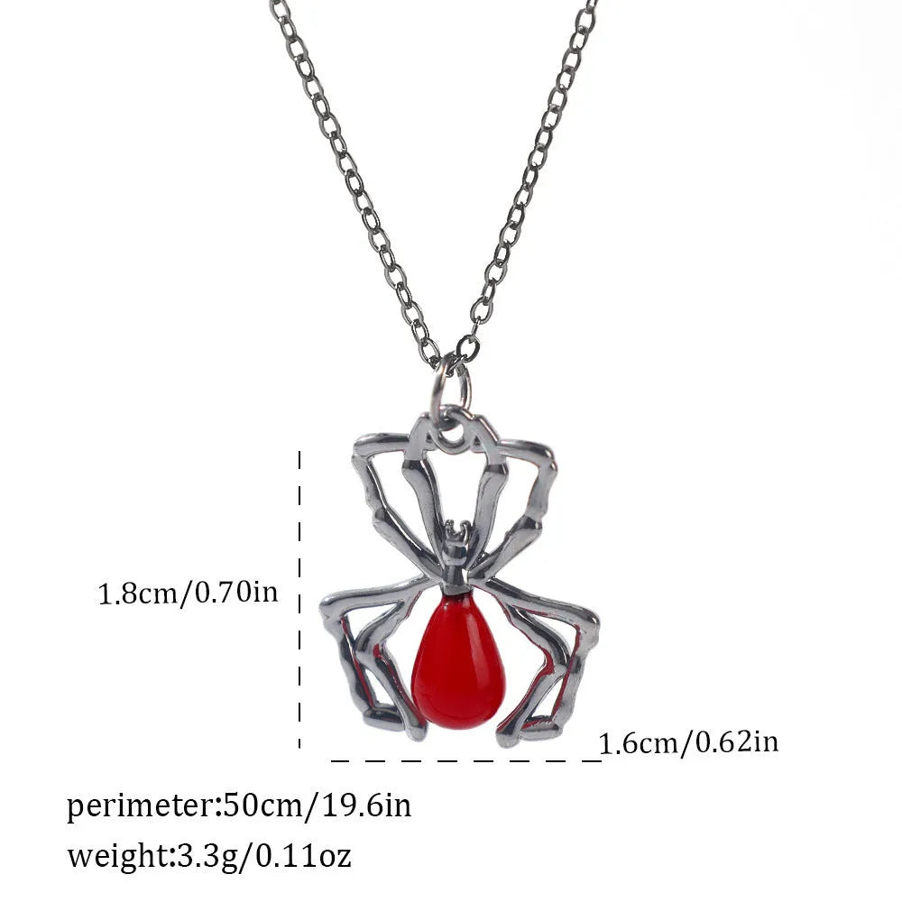 Dark style Halloween necklace for women with a choice of alloy bat, spider, or cross pendants on a chain.