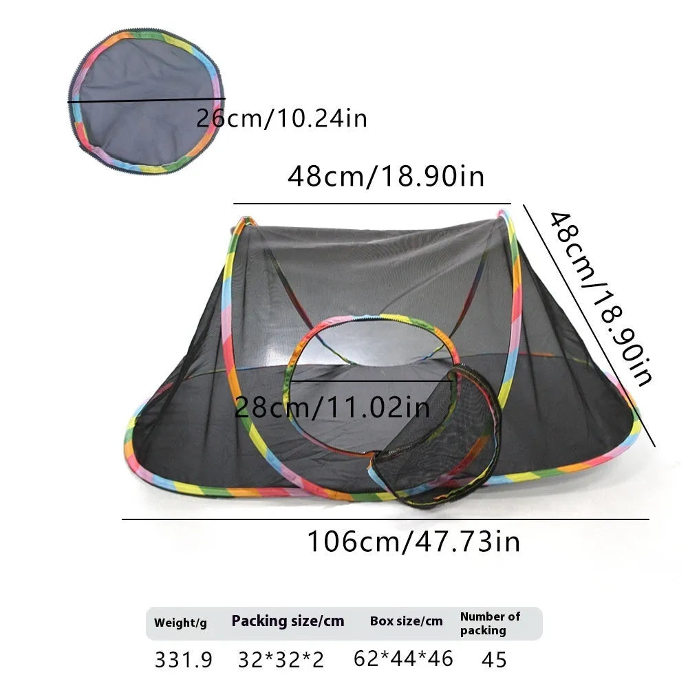 Foldable mesh cat play cage showing hexagonal, square, tee, tent and long straight panel configurations