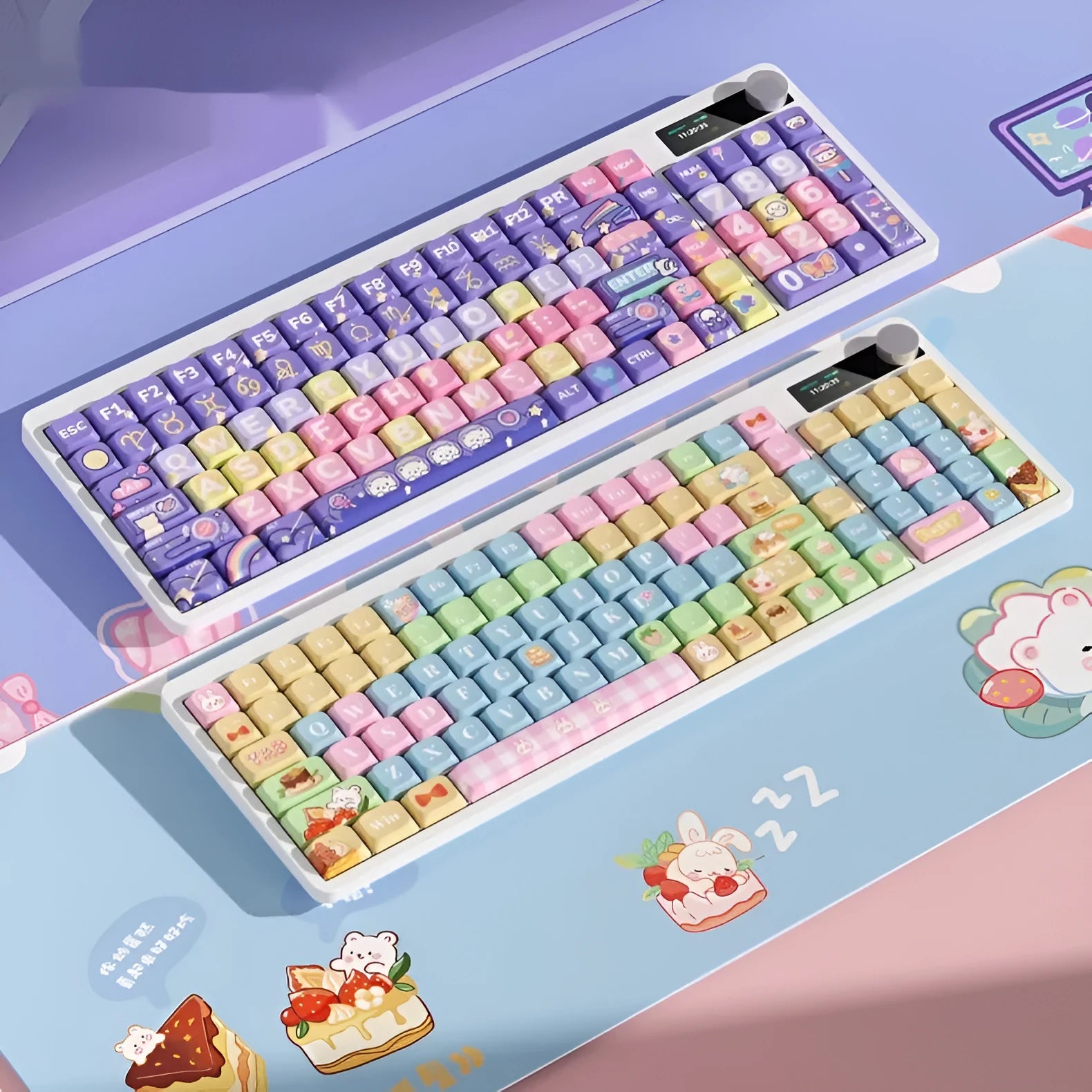 Black Iron Cow mechanical keyboard with RGB backlight showing compact 397mm width design