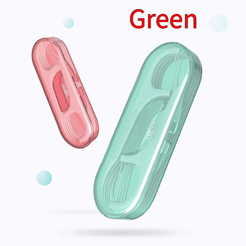 Disposable high tensile dental floss in plastic packaging with dimensions 180x238mm