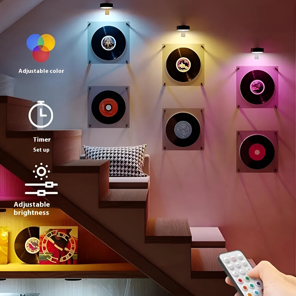 Wireless LED painting lamp with magnetic charging and remote control in black, white or gold finish