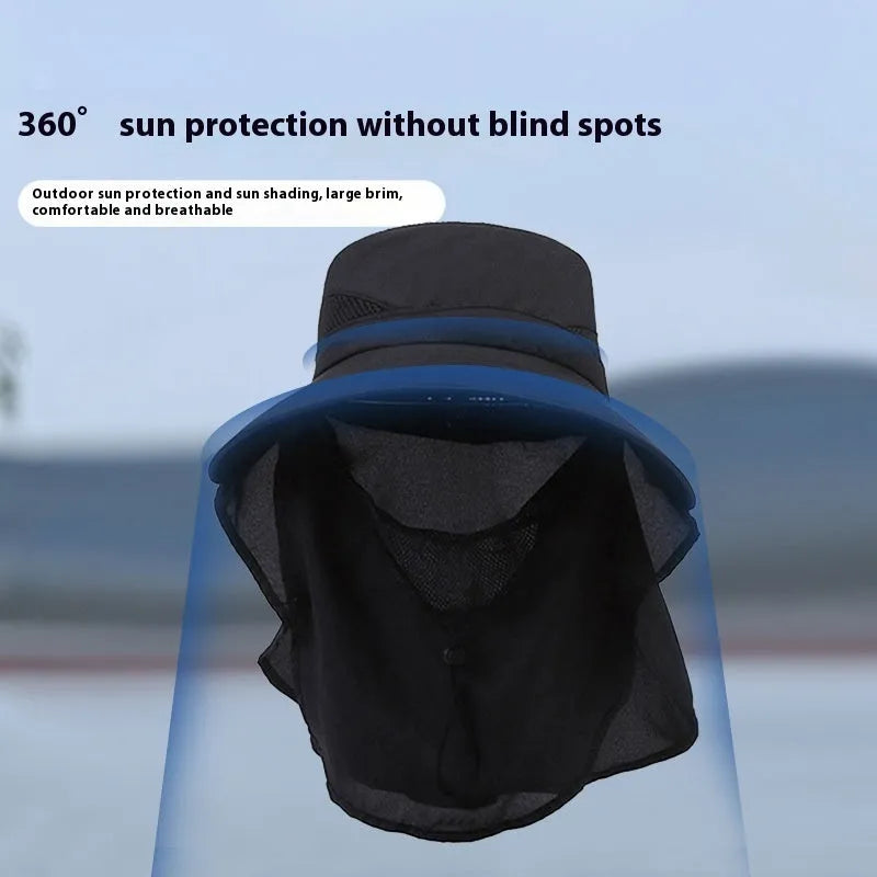 Men's wide brim fishing hat in polyester with adjustable sizing for sun protection