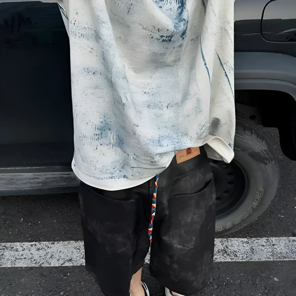 Korean-style loose fit solid colour t-shirt with round neck and short sleeves