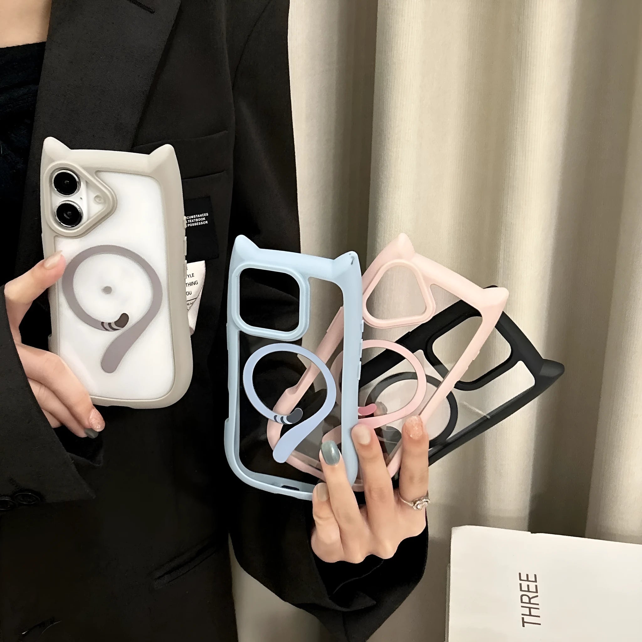 Transparent acrylic TPU iPhone 17 case with magnetic suction showing shockproof protection features