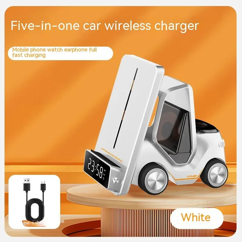Grey, white, yellow, and orange 15W three-in-one wireless fast charging bracket for mobile phones and tablets
