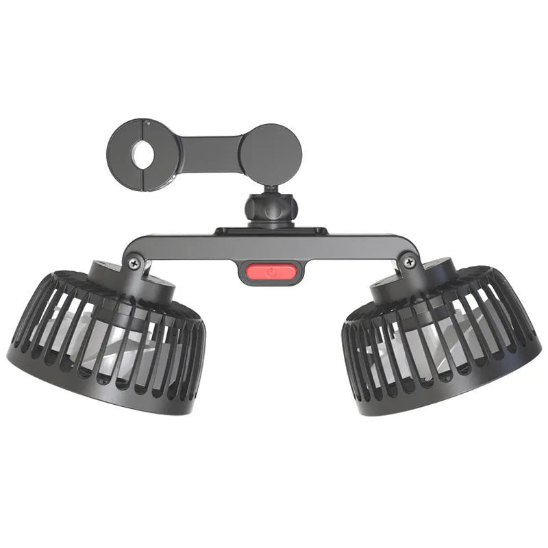 Black car USB rear pillow single head fan with adjustable controls for vehicle cooling