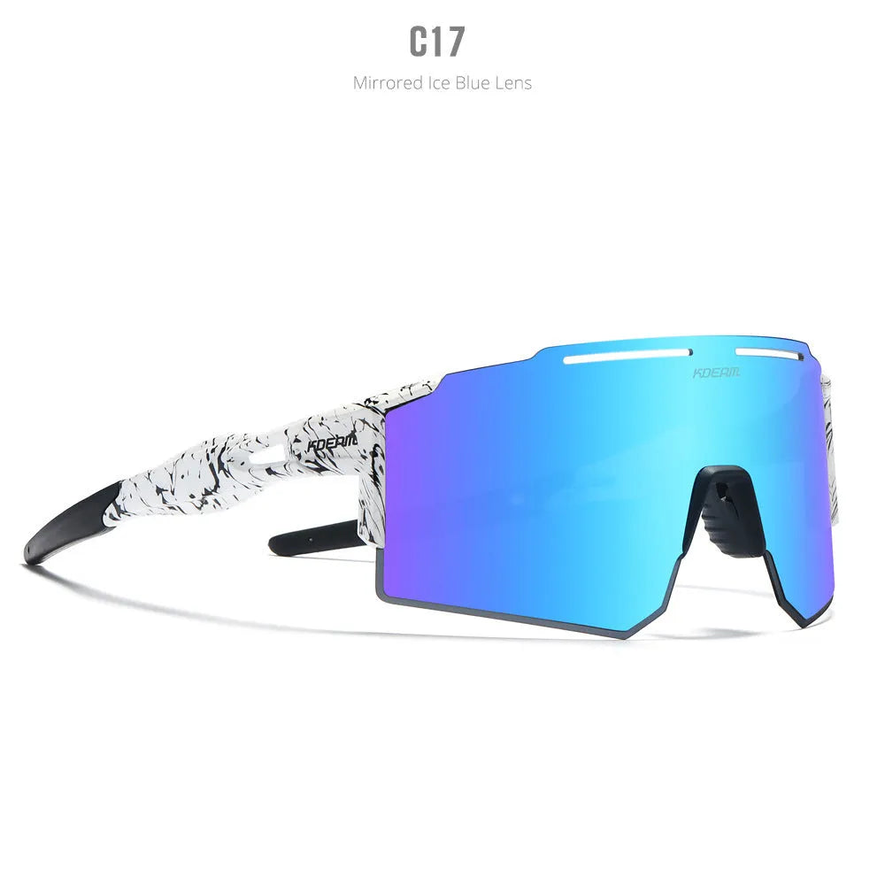 Polarized cycling sunglasses with TR90 frameless sports design in athletic colours
