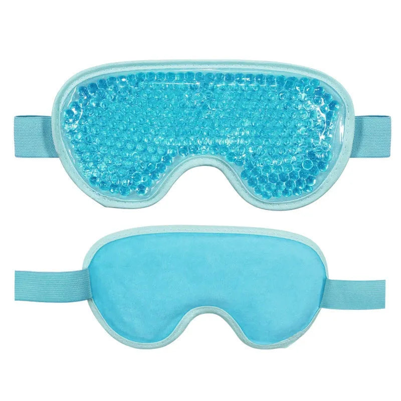 White portable cold and hot compress eye mask with USB charging cable and accessories