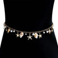 Women's alloy waist chain and matching bracelet set with star-shaped charms for summer wear.