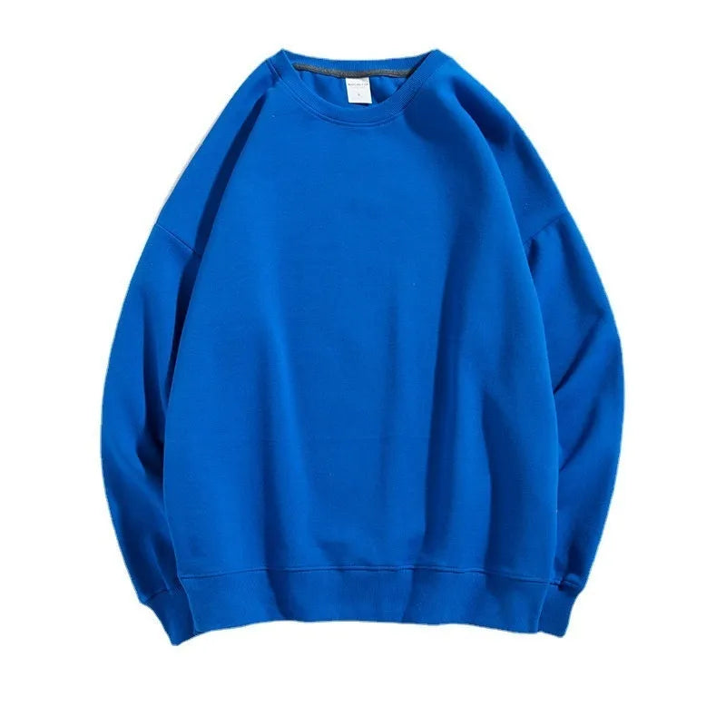 Cotton solid color round neck off shoulder sweater in loose pullover style with long sleeves available in various colours
