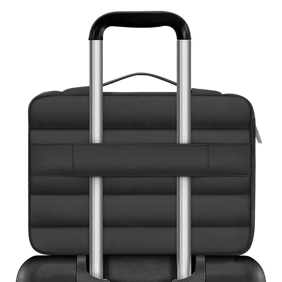 Velvet cotton down shrink storage laptop bag in black, pink, light brown, or sand colour for 13.3 or 15.4 inch laptops.