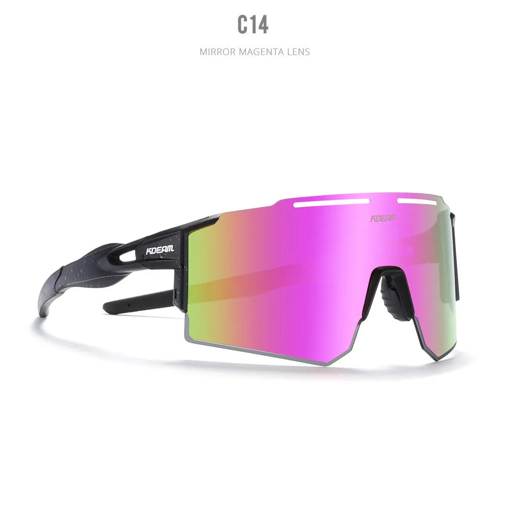 Polarized cycling sunglasses with TR90 frameless sports design in athletic colours