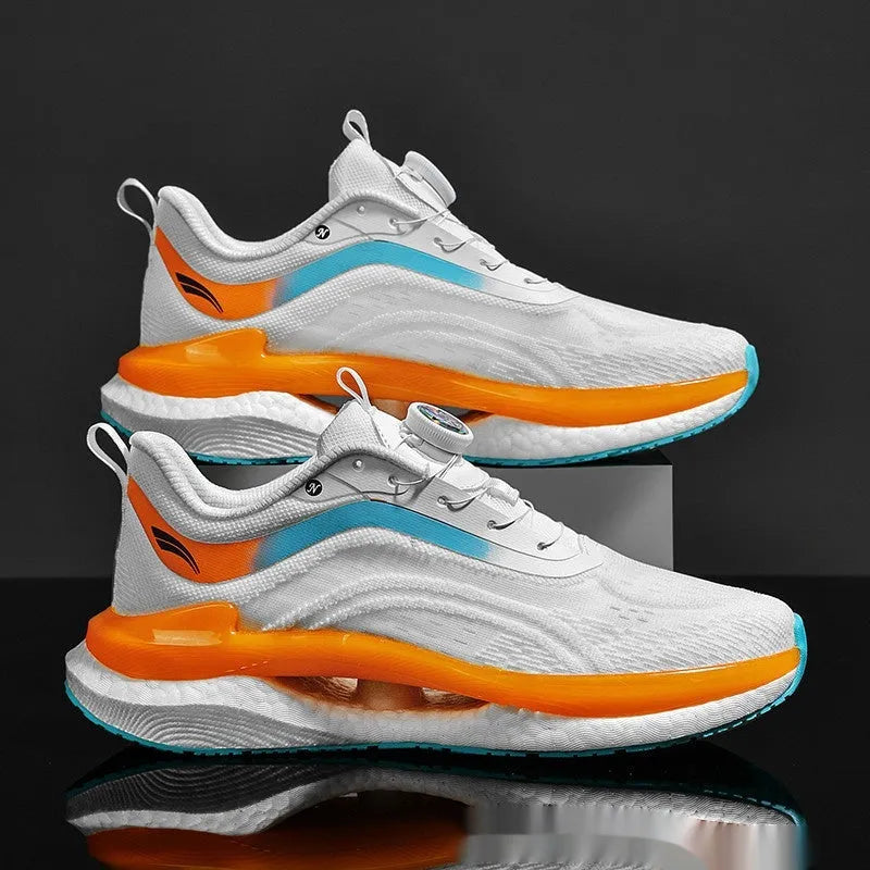 Men's high-top breathable running shoes with buckle closure in cotton candy colour