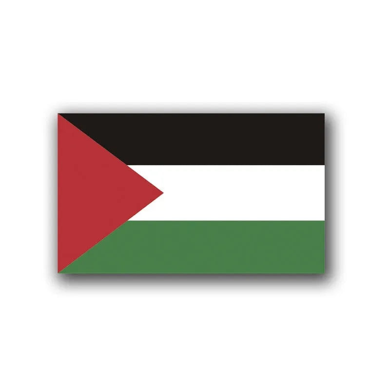 Palestinian flag car decal sticker in three design variants on a vehicle window.