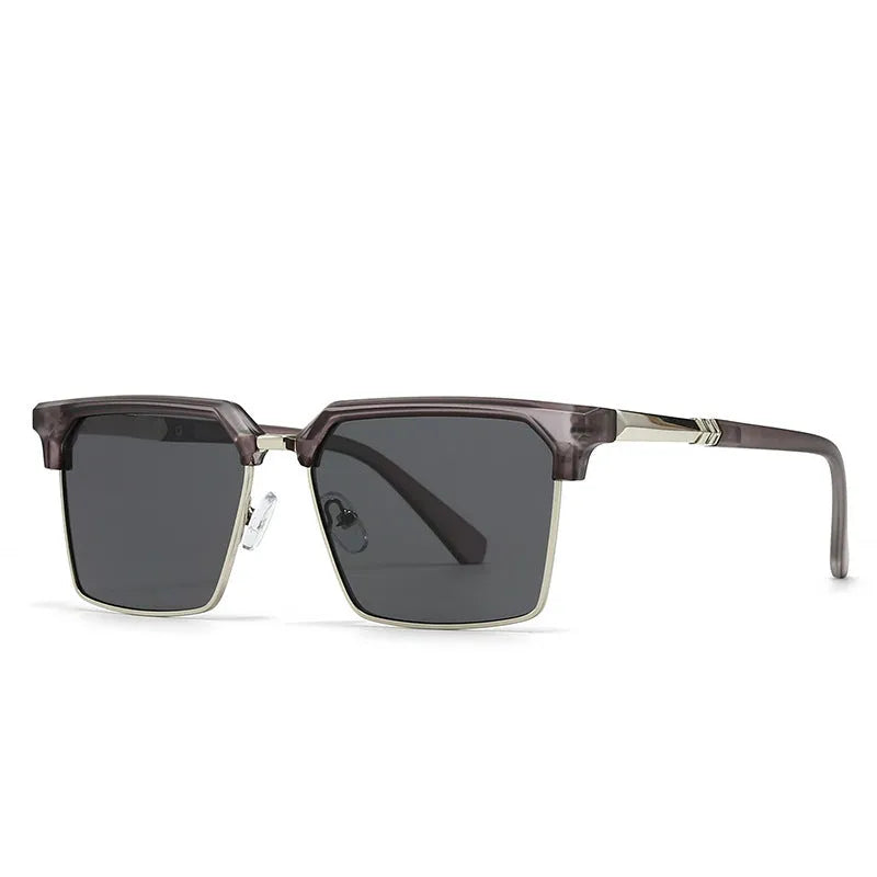 Men's square plastic sunglasses with box-style frames showing multiple colour variations