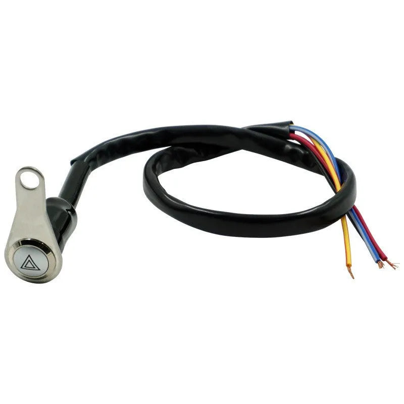 Black stainless steel motorcycle double flash switch with light ring indicator and 7mm mounting hole